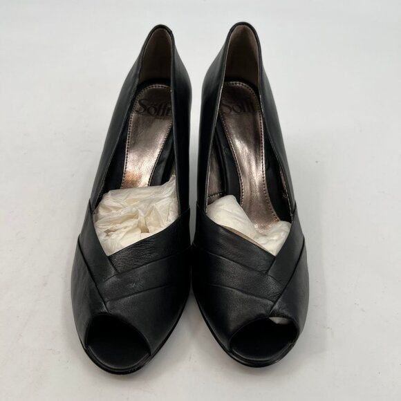 Sofft Black Leather Peep Toe Heels | Size 9 - Picture 7 of 8